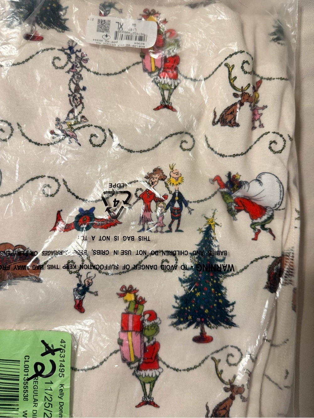 Dr. Seuss The Grinch Adult Pajama Pants (men xl, woman’s l)